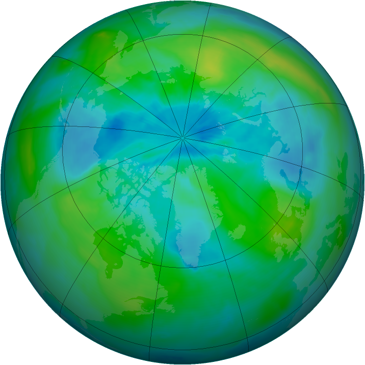 Arctic ozone map for 15 September 2010